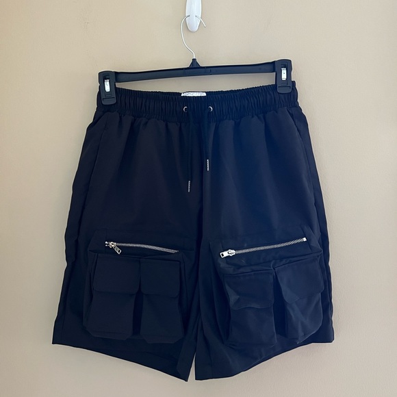 ◼️XANFOOL: Men’s size M, black tactical shorts w/pockets & stretchy waistband◼️ - Picture 2 of 10
